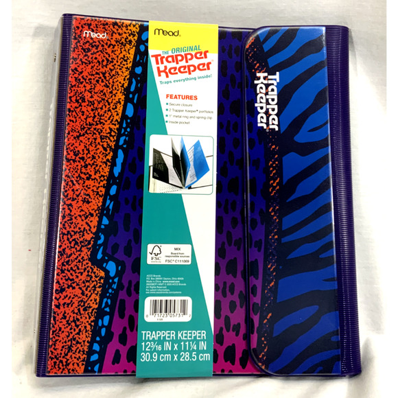 Trapper Keeper Animal Print Binder Retro Vtg 80s 90s Folder Mead - Picture 1 of 4
